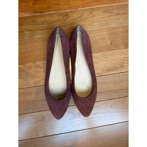 LL Bean Signature Womens 9M Burgundy Suede Pointed Toe Flats Made in Brazil